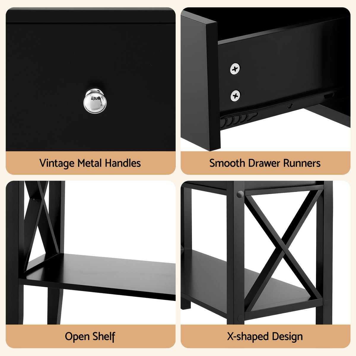 Artiss Console Table 2 Drawers 100CM Black