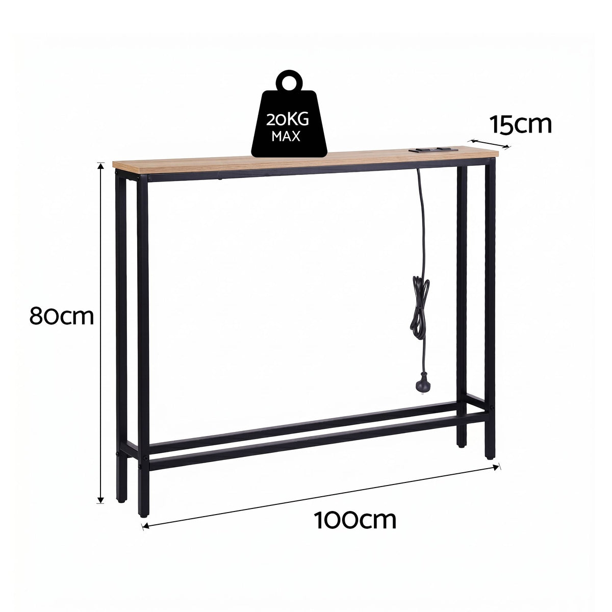 Artiss Console Table Entryway Hallway Display Desk Charging Station Wood