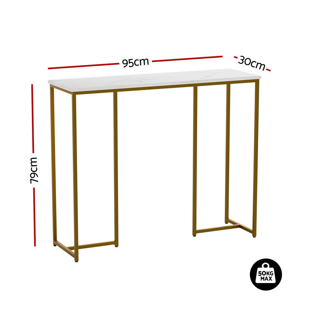 Artiss Console Table Marble Effect White&Gold