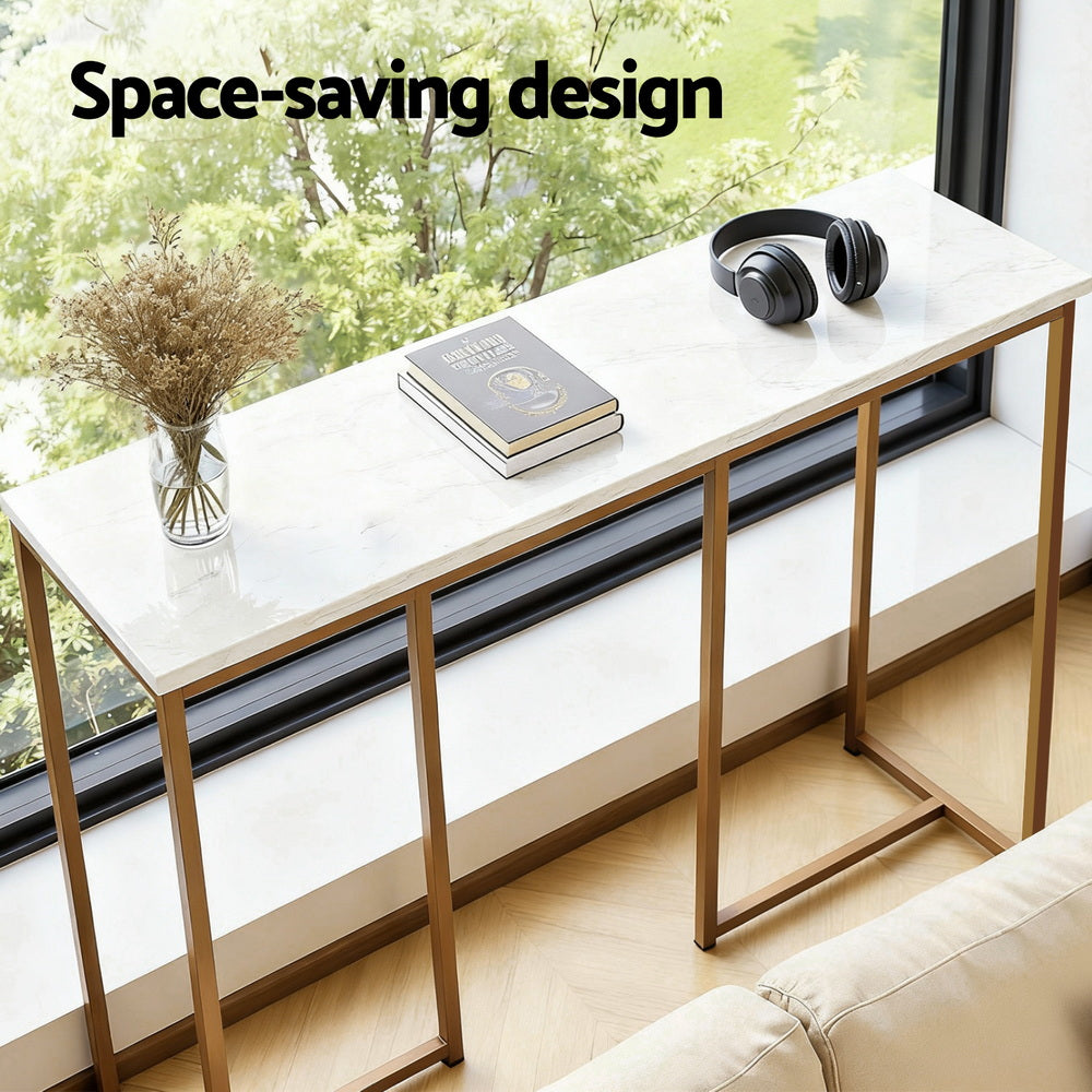 Artiss Console Table Marble Effect White&Gold
