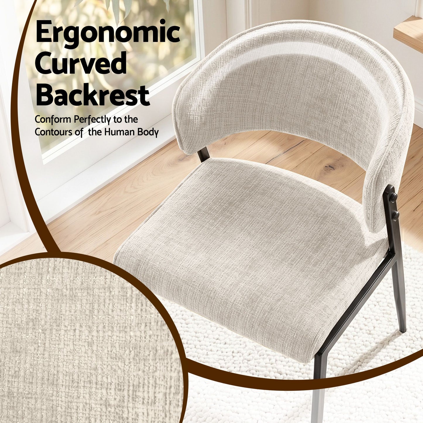 Artiss Dining Chairs Set of 2 Linen Fabric Soft Upholstered Chairs Beige