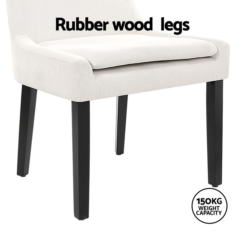 Artiss Dining Chairs Set of 4 Corduroy Wooden Beige