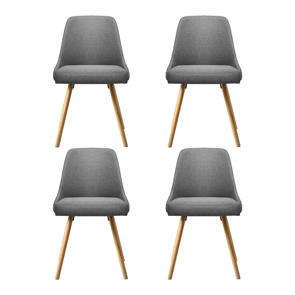Artiss Dining Chairs Set of 4 Fabric Wooden Grey