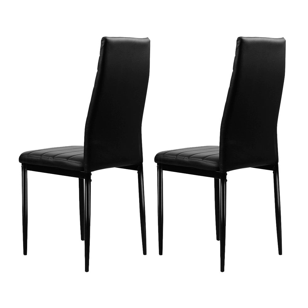 Artiss Dining Chairs Set of 4 Leather Channel Tufted Black