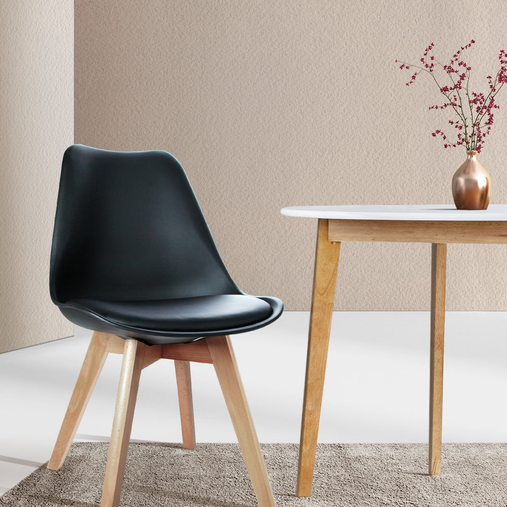 Artiss Dining Chairs Set of 4 Leather Plastic DSW Replica Wooden Black