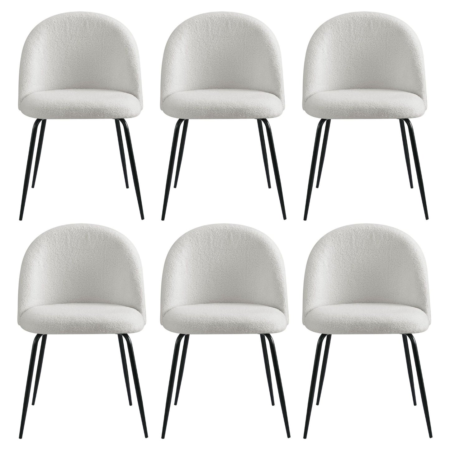 Artiss Dining Chairs Set of 6 Sherpa Boucle White
