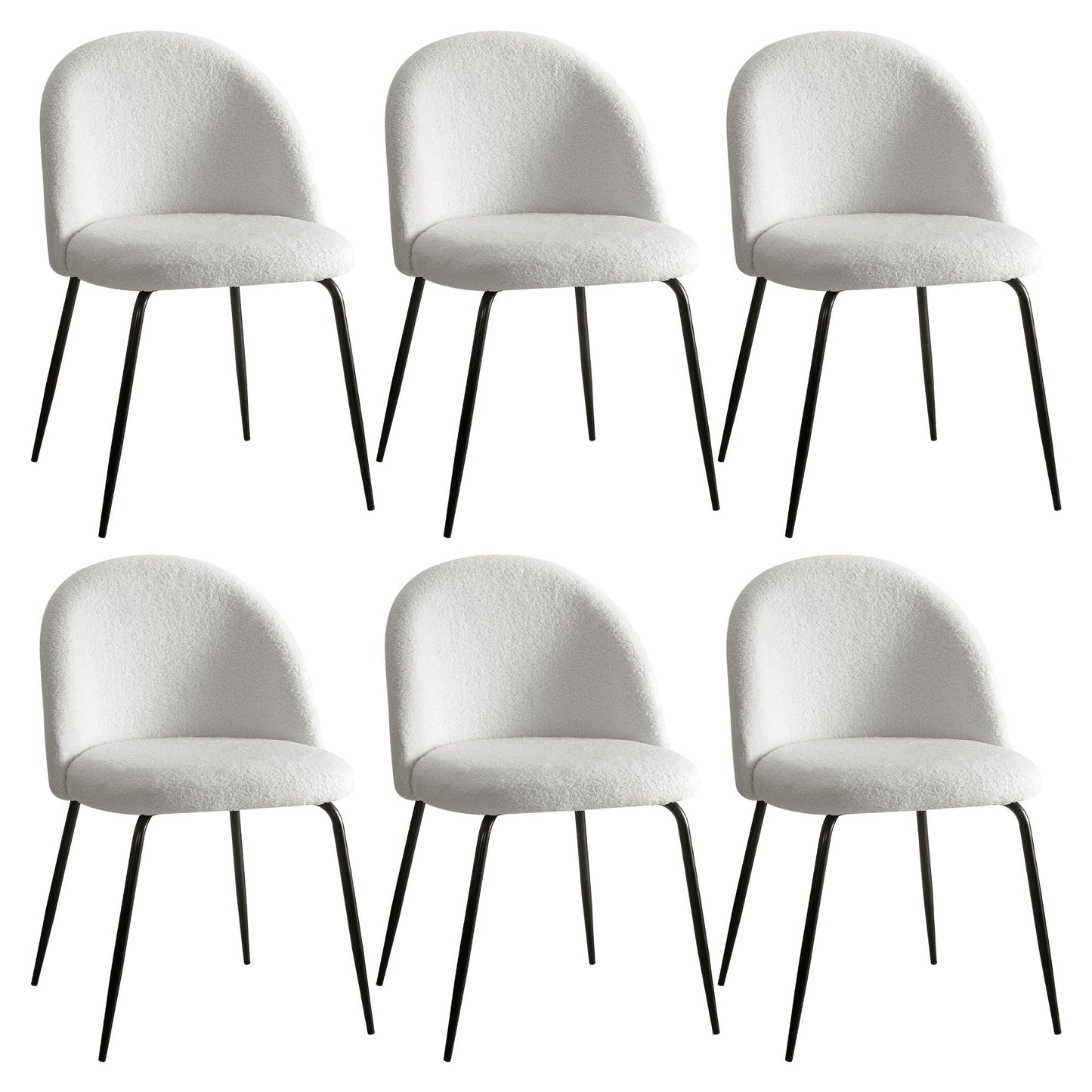 Artiss Dining Chairs Set of 6 Sherpa Boucle White