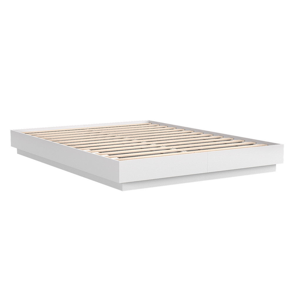 Artiss Double Bed Frame with 16Colour Led Light Wooden Platform Bed Base DAYGLOW