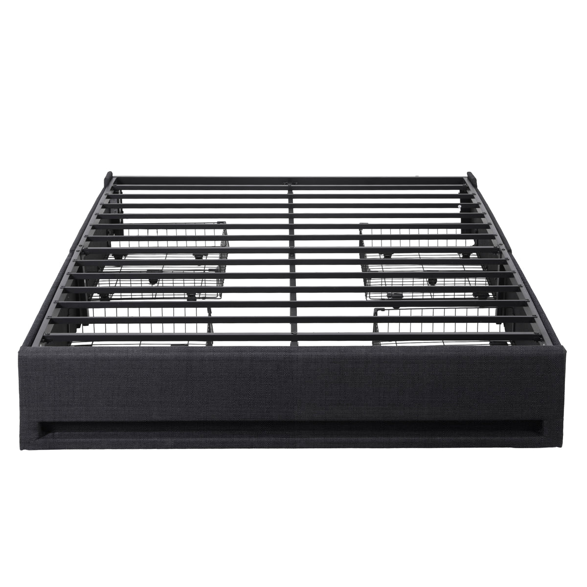 Artiss Double Bed Frame with Storage Drawers RGB Lights Charging Station Upholstered Fabric