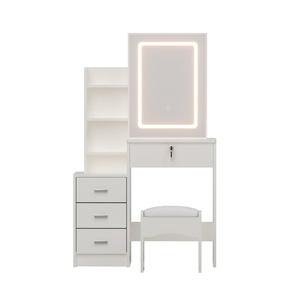 Artiss Dressing Table Vanity Desk Set Stool Led White