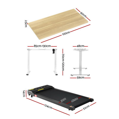 Artiss Electric Treadmill with 120cm Automatic Standing Desk Walking Pad 400mm