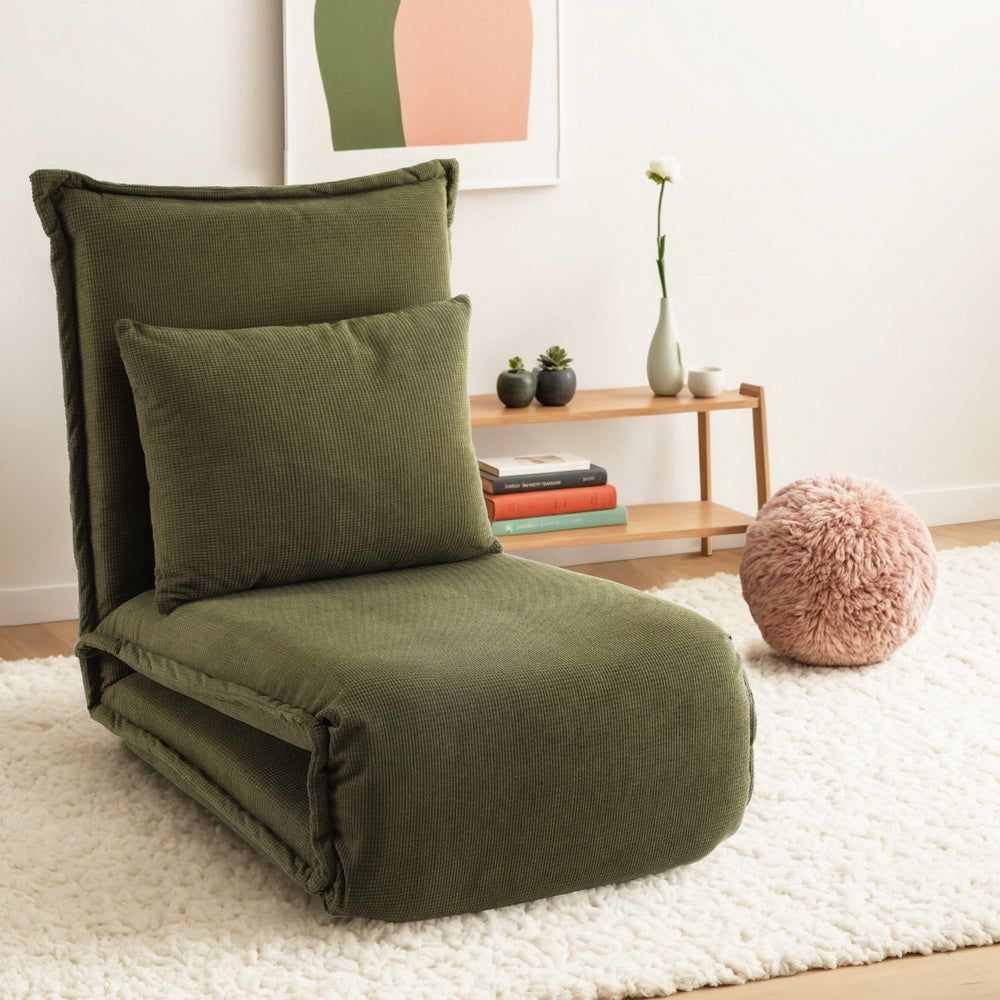 Artiss Floor Lounge Sofa Bed Foldable Green