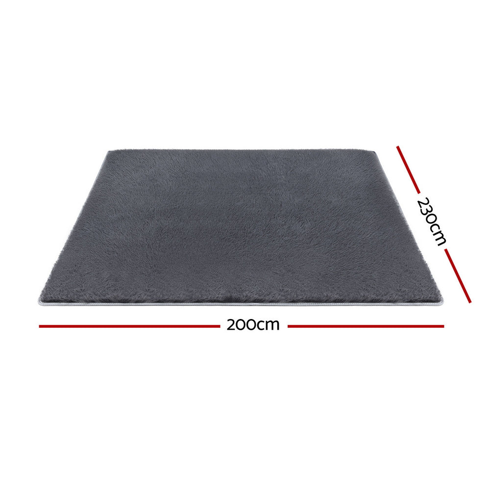 Artiss Floor Rug 200x230cm Plush Area Shaggy Rug Living Room Bedroom Carpet Grey