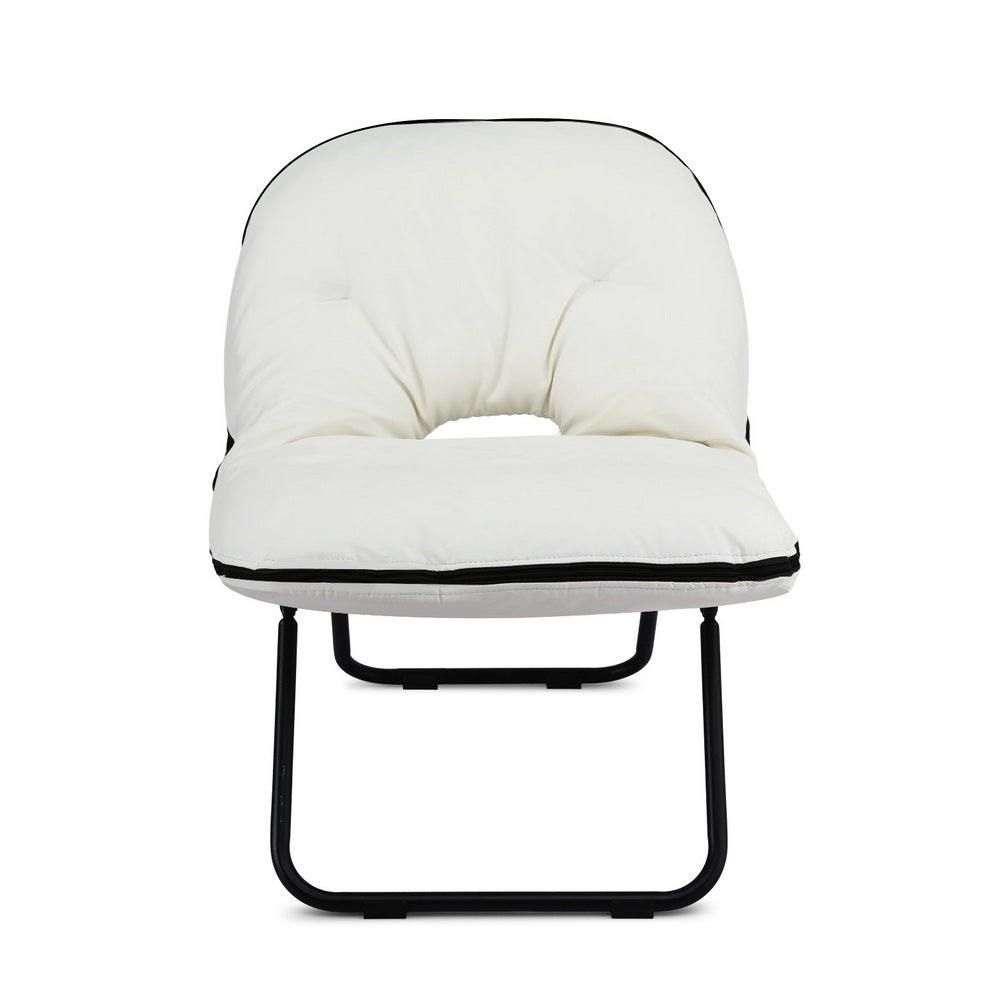 Artiss Foldable Chair 2-In-1 Armchair Lounge Chair Portable White