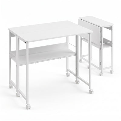 Artiss Foldable Computer Desk Mobile Study Table Workstation White 80cm