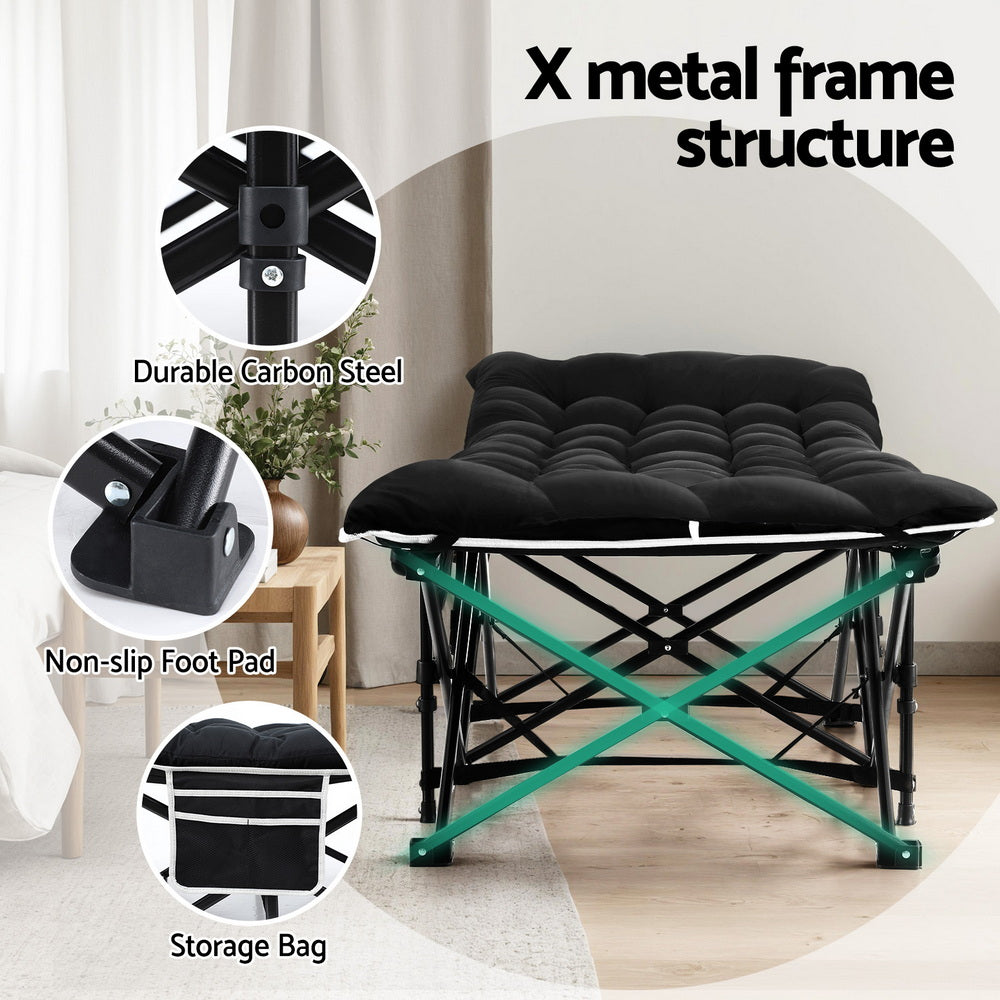 Artiss Folding Bed With Mattress Heavy Duty Black 185CM