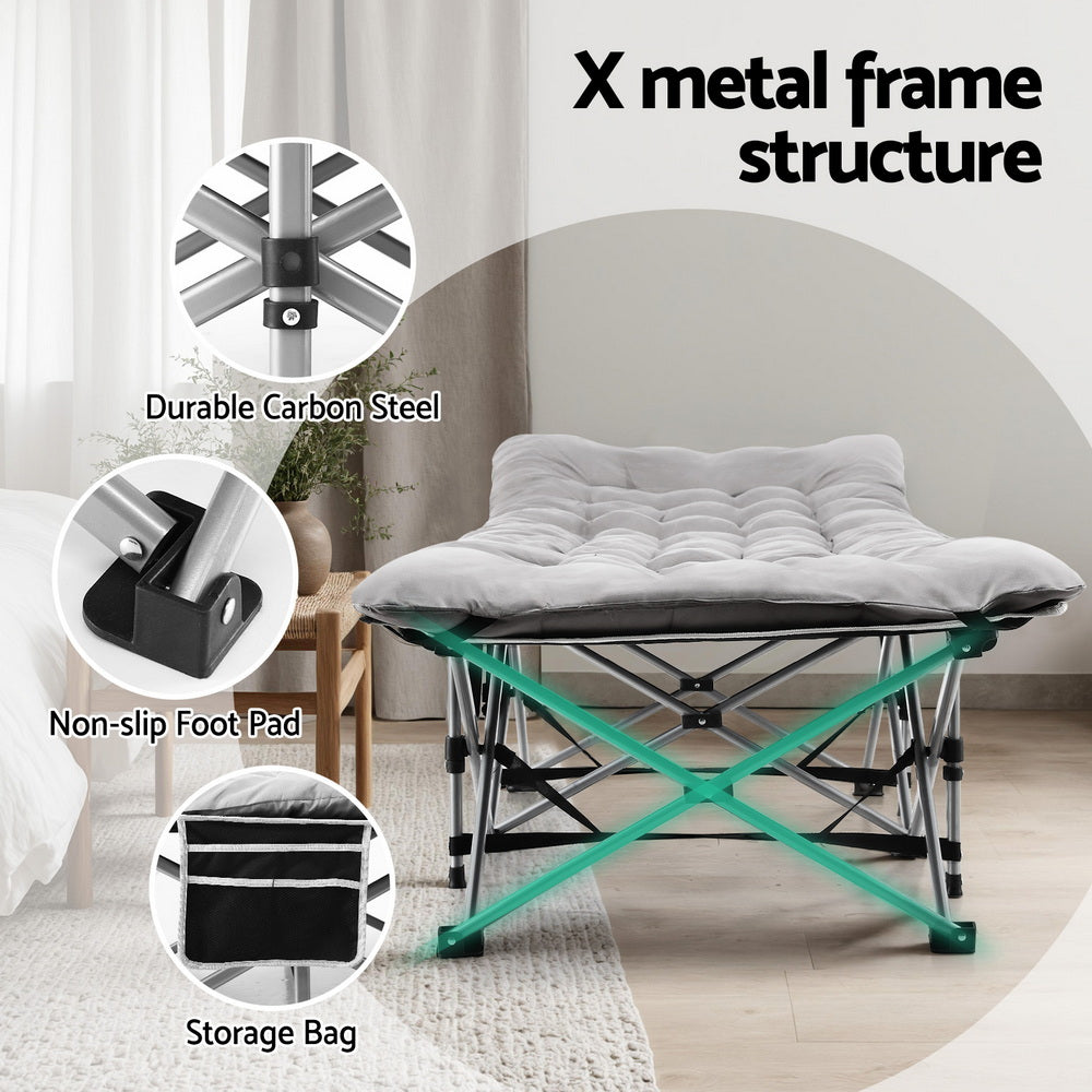 Artiss Folding Bed With Mattress Heavy Duty Grey 185CM