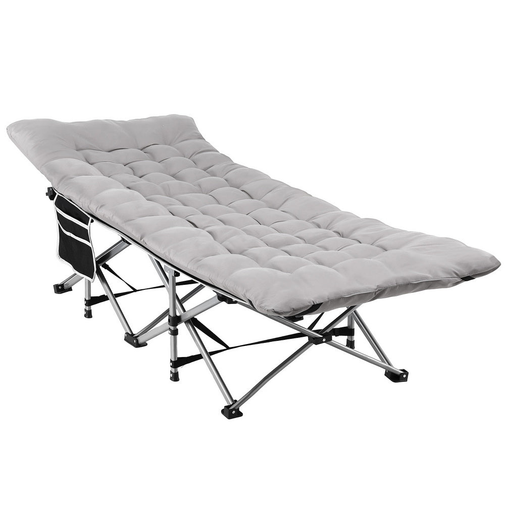 Artiss Folding Bed With Mattress Heavy Duty Grey 185CM