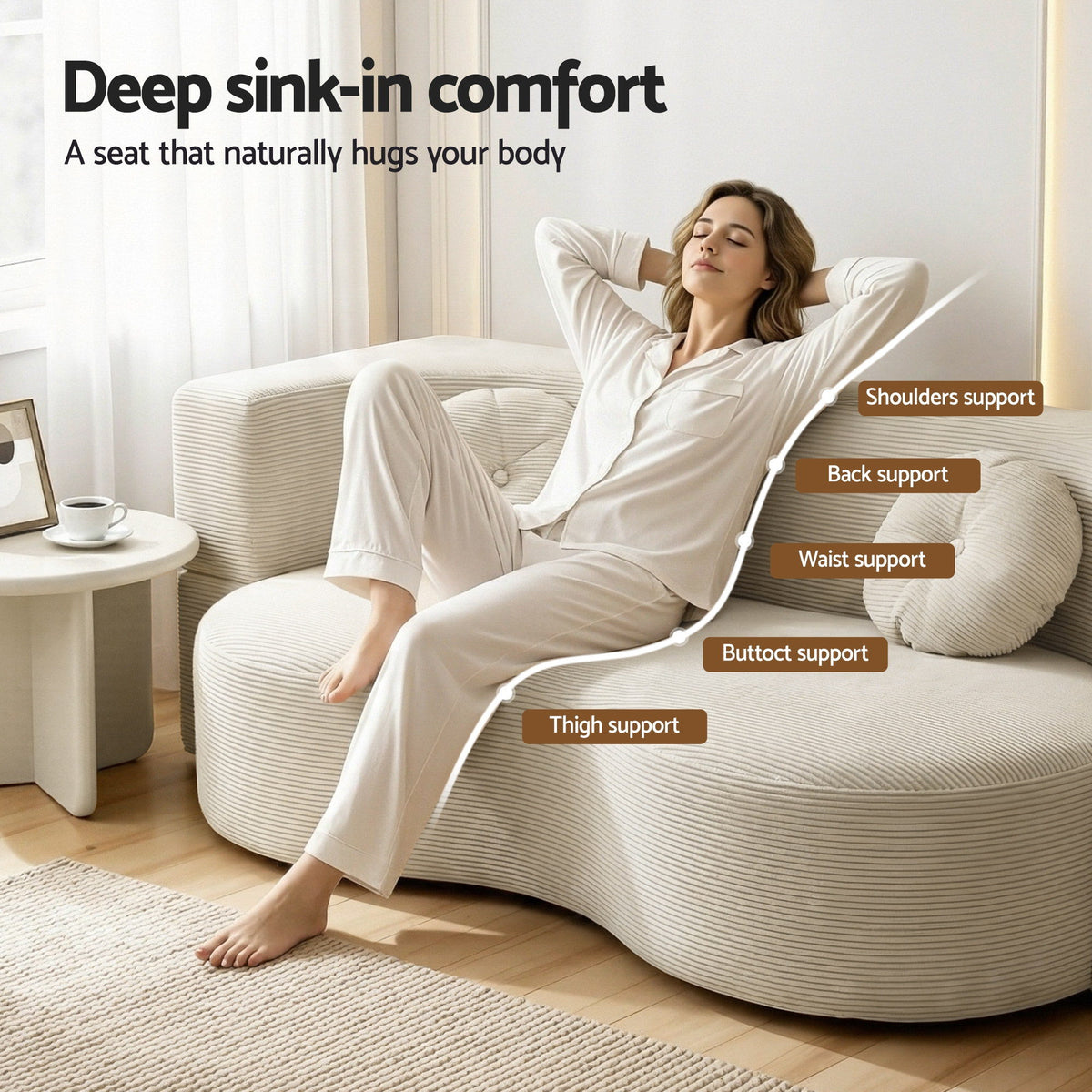 Artiss Folding Sofa Bed Floor Couch 2-in-1 Convertible Futon Loveseat Beige