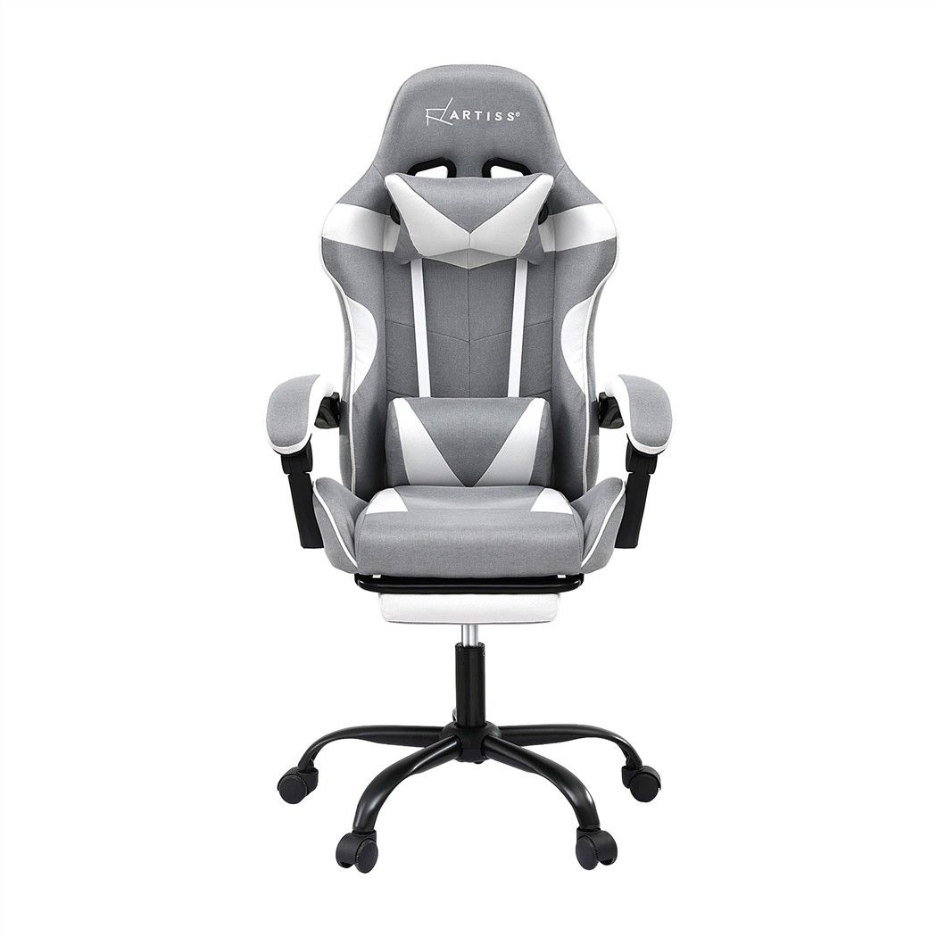 Artiss Gaming Office Chair Fabric Ergonomic with 2 Point Message Light Grey