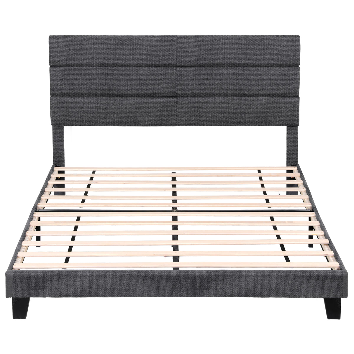 Artiss King Bed Frame Upholstered Platform Base with Geometric Headboard Charcoal Grey Linen Wood Slats for Modern Bedroom Furniture Home Decor