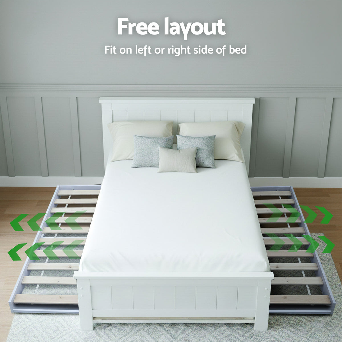 Artiss King Single Bed Frame and Bedside Table White
