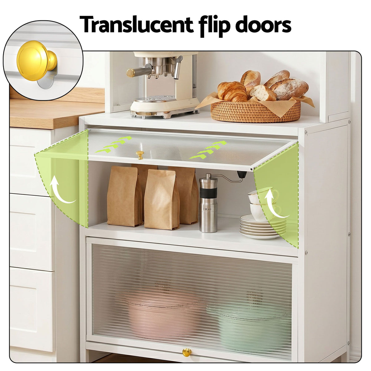 Artiss Kitchen Cabinet Storage Shelves Pegboard Cupboard Sideboard 80CMX164CM