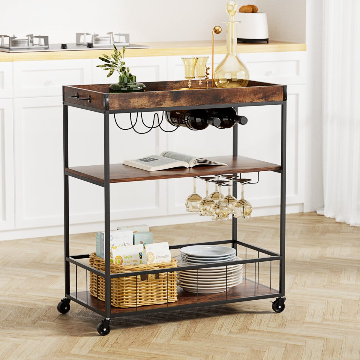 Artiss Kitchen Island Rolling Serving Cart