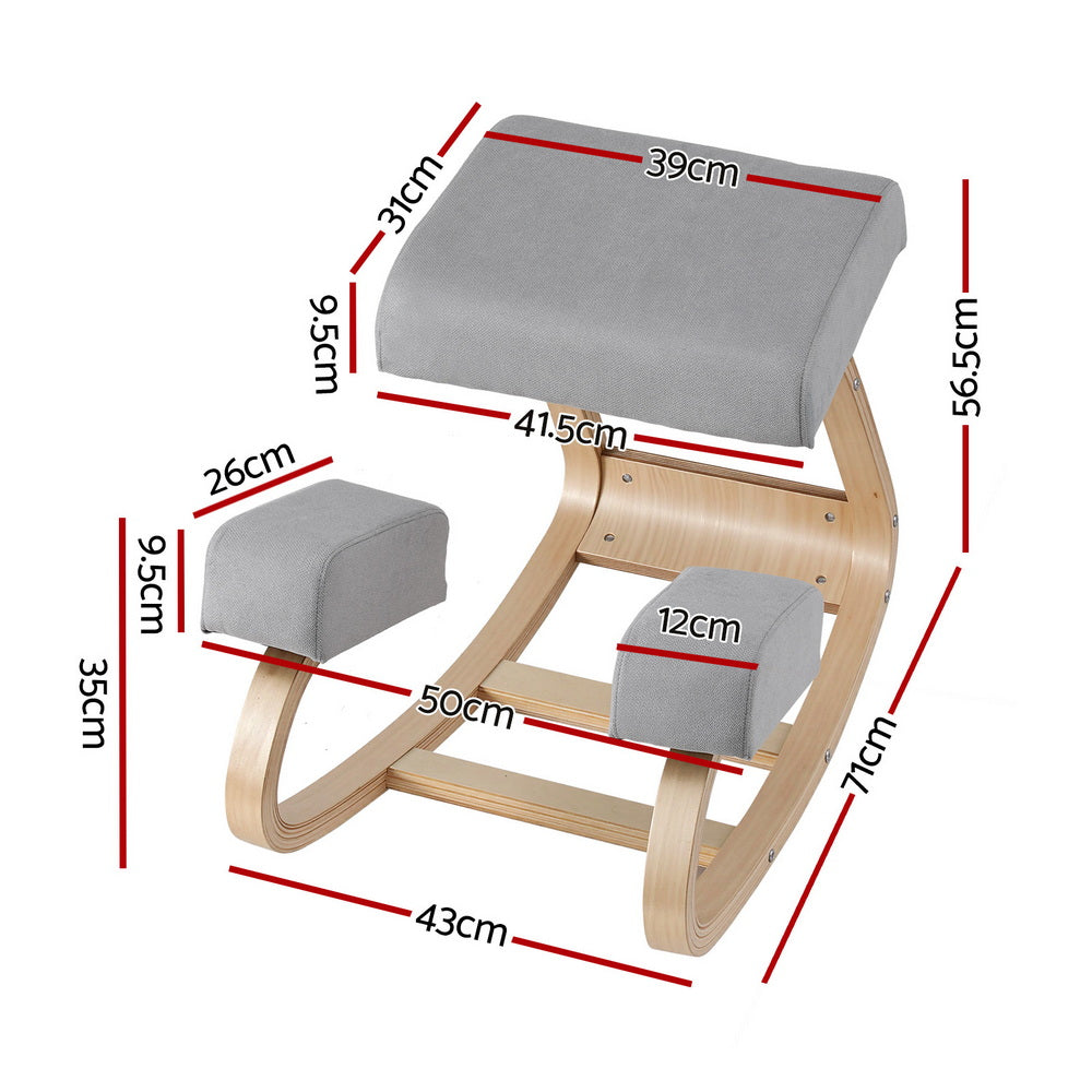 Artiss Kneeling Chair Ergonomic Posture Chair with Memory Foam Balance Stool for Home Office Gaming 120kg Weight Capacity Gray