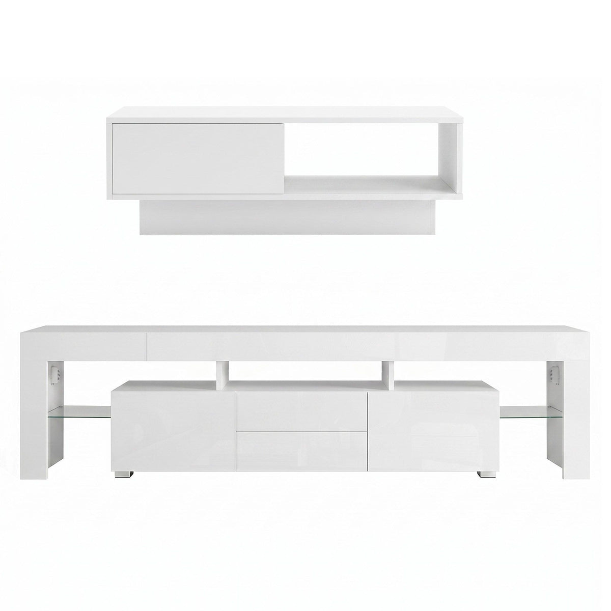 Artiss LED TV Unit & Coffee Table Set Storage Cabinet White