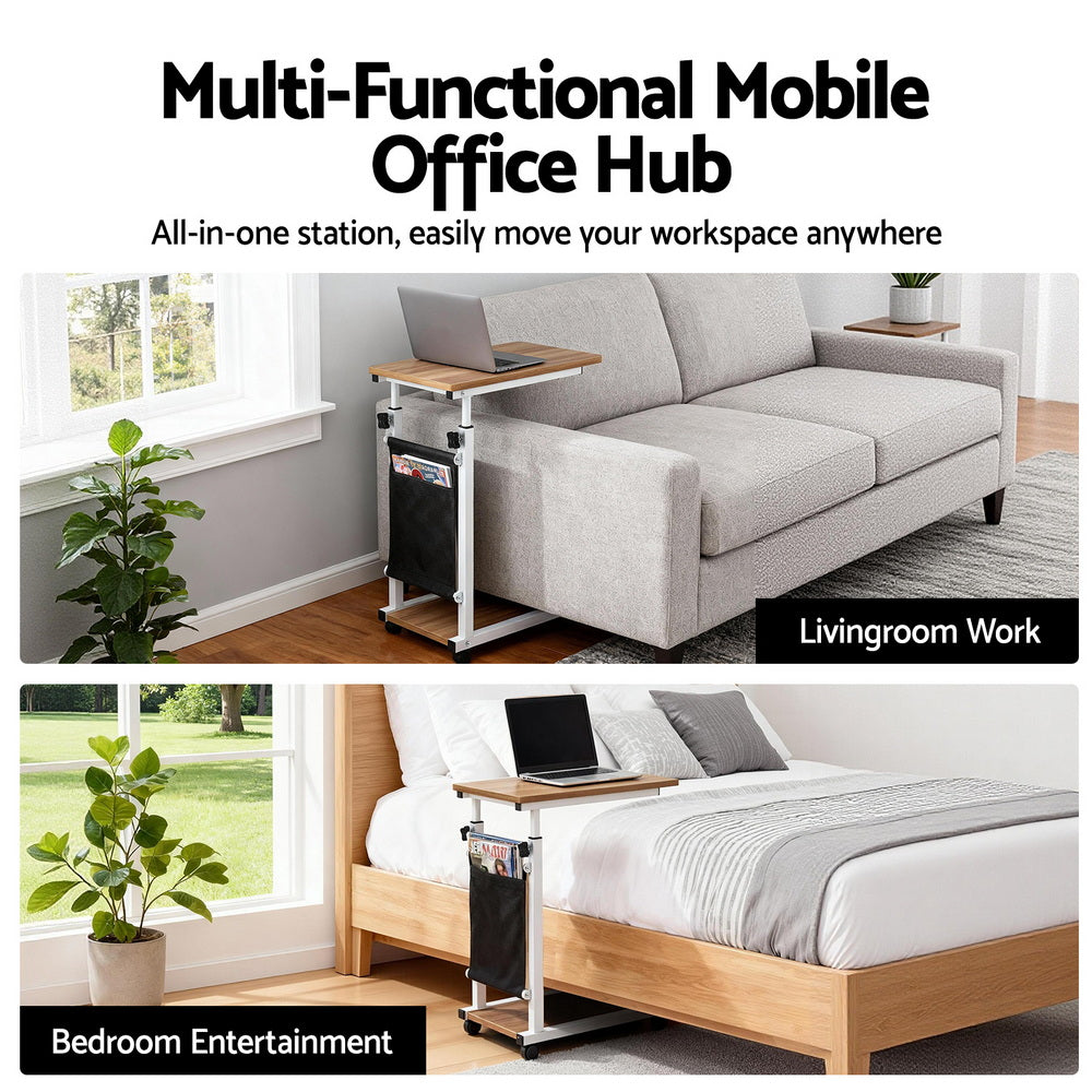 Artiss Laptop Desk Height Adjustable Mobile Workstation Computer Desks 48CM Oak