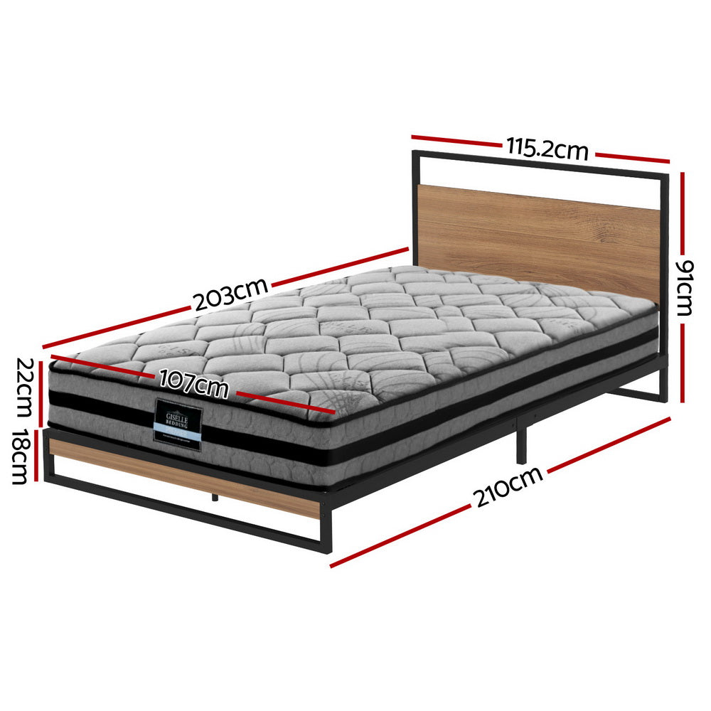 Artiss Metal Bed Frame King Single Size Beds Platform with Mattress