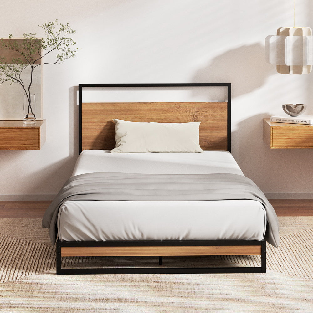 Artiss Metal Bed Frame Single Size Beds Platform with Mattress