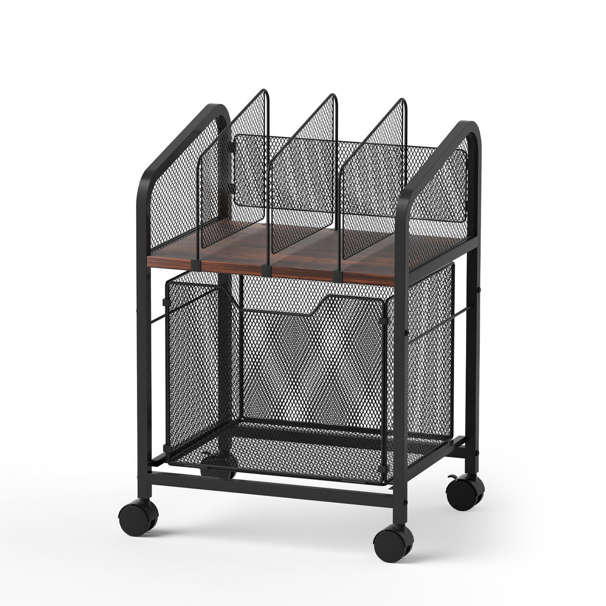 Artiss Mobile File Cabinet Rolling with Locking Wheels Wood Top Compact Storage Organiser Black