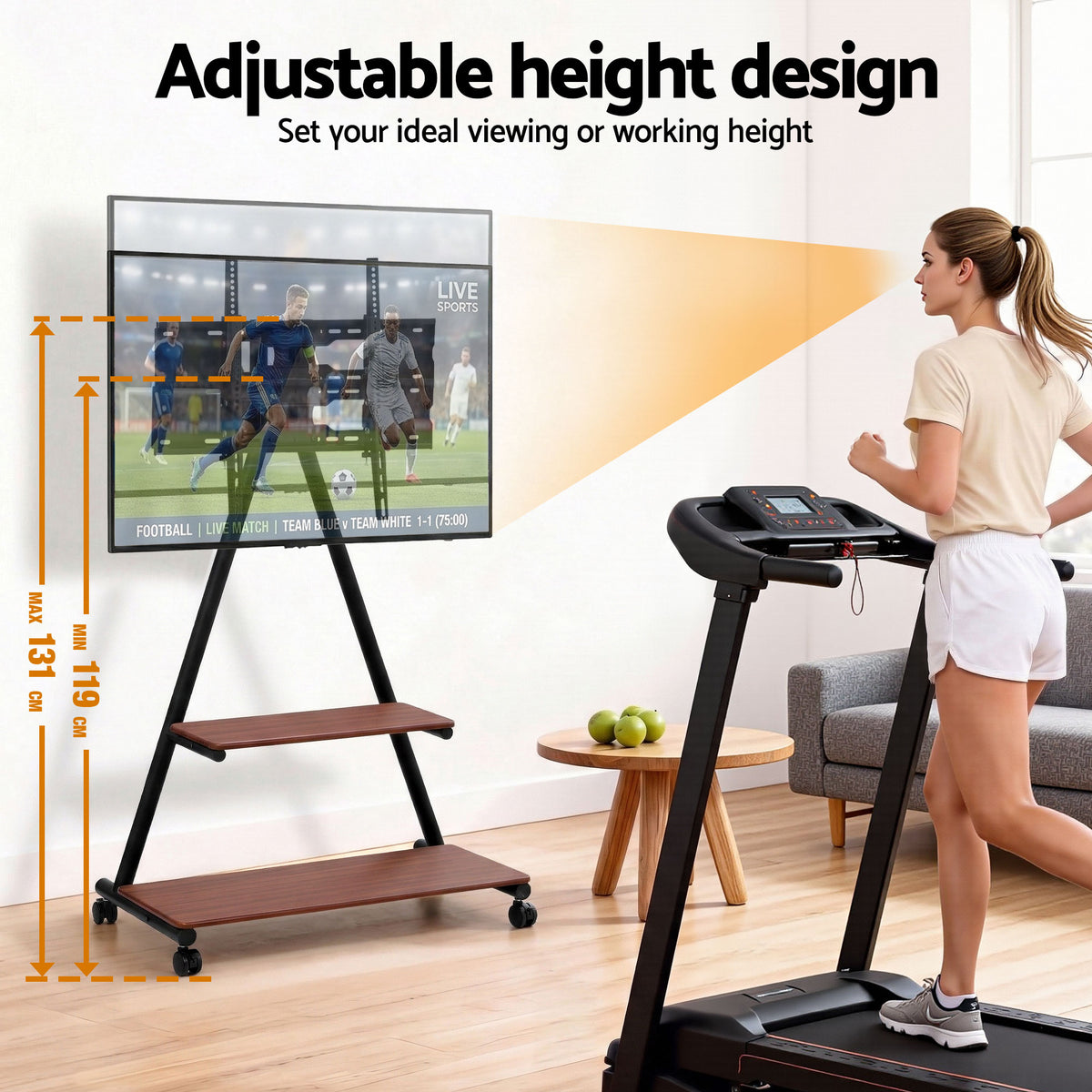 Artiss Mobile TV Stand Rolling Cart Wheels 32-75" Heavy Duty 133kg Mount Bracket