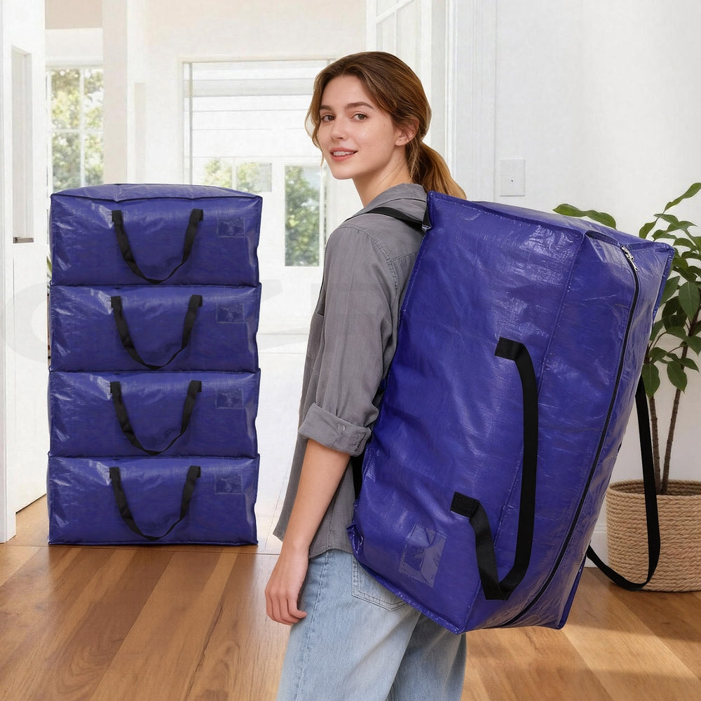 Artiss Moving Bags Heavy Duty Waterproof Backpack Straps Large Storage Totes 5 Pack Blue