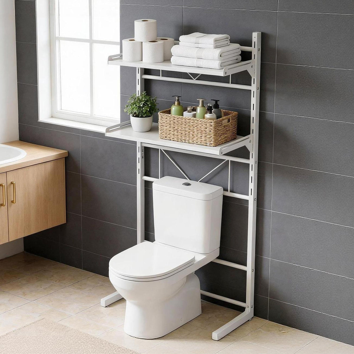 Artiss Over Toilet Bathroom Storage Shelf Rack Over Toilet 2 Tier