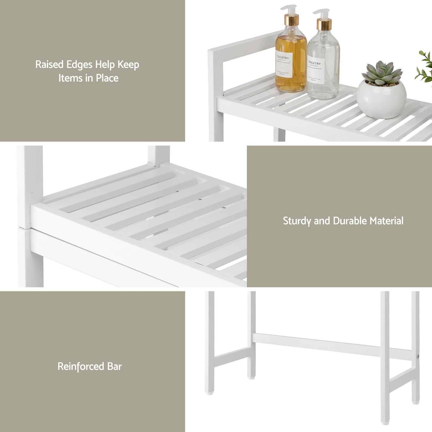 Artiss Over Toilet Storage Bathroom Rack Space Saving 3 Tier Organiser White