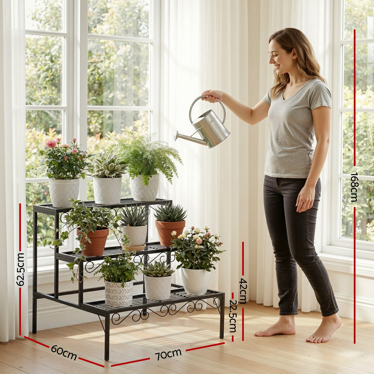Artiss Plant Stand 3 Tier Metal Corner Plant Shelf Multiple Flower Holder Rack