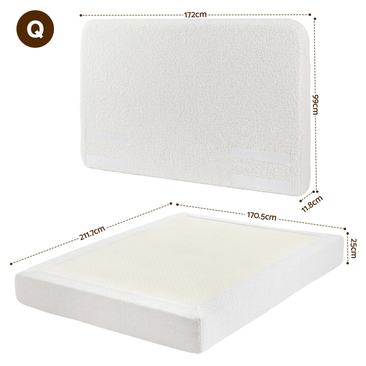 Artiss Queen Bed Frame Boucle Fabric Vacuum Compressed Beds Washable Cover No-Assembly