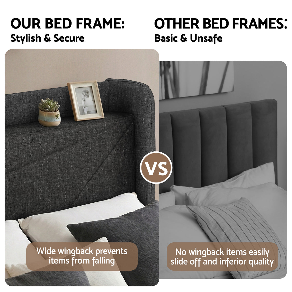 Artiss Queen Bed Frame Gas Lift Storage Bed with Charging Ports Upholstered Geometric Headboard Charcoal Grey
