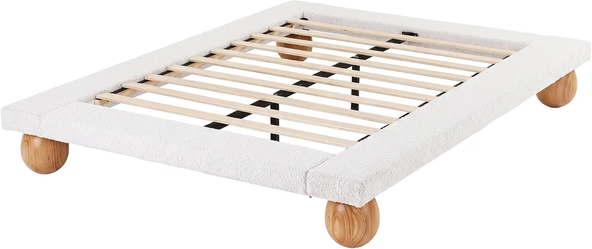 Artiss Queen Bed Frame and 2 Chest of Drawers Set, Boucle Upholstery Platform Bed