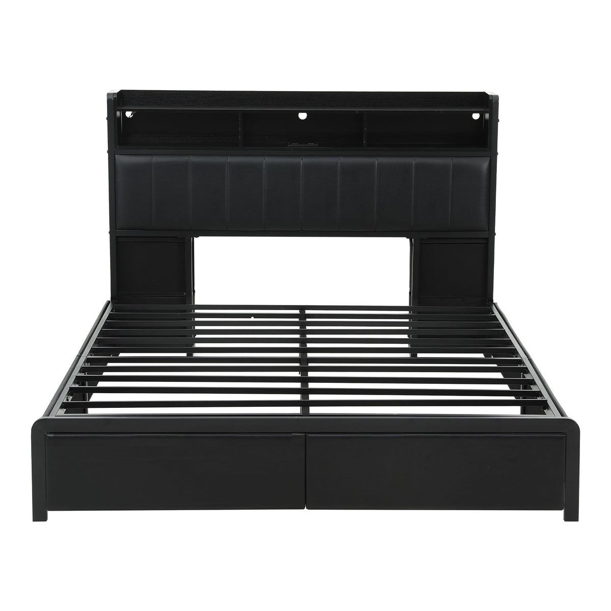 Artiss Queen Bed Frame with Storage Headboard, 2 Drawers, Charging Station& LED Light