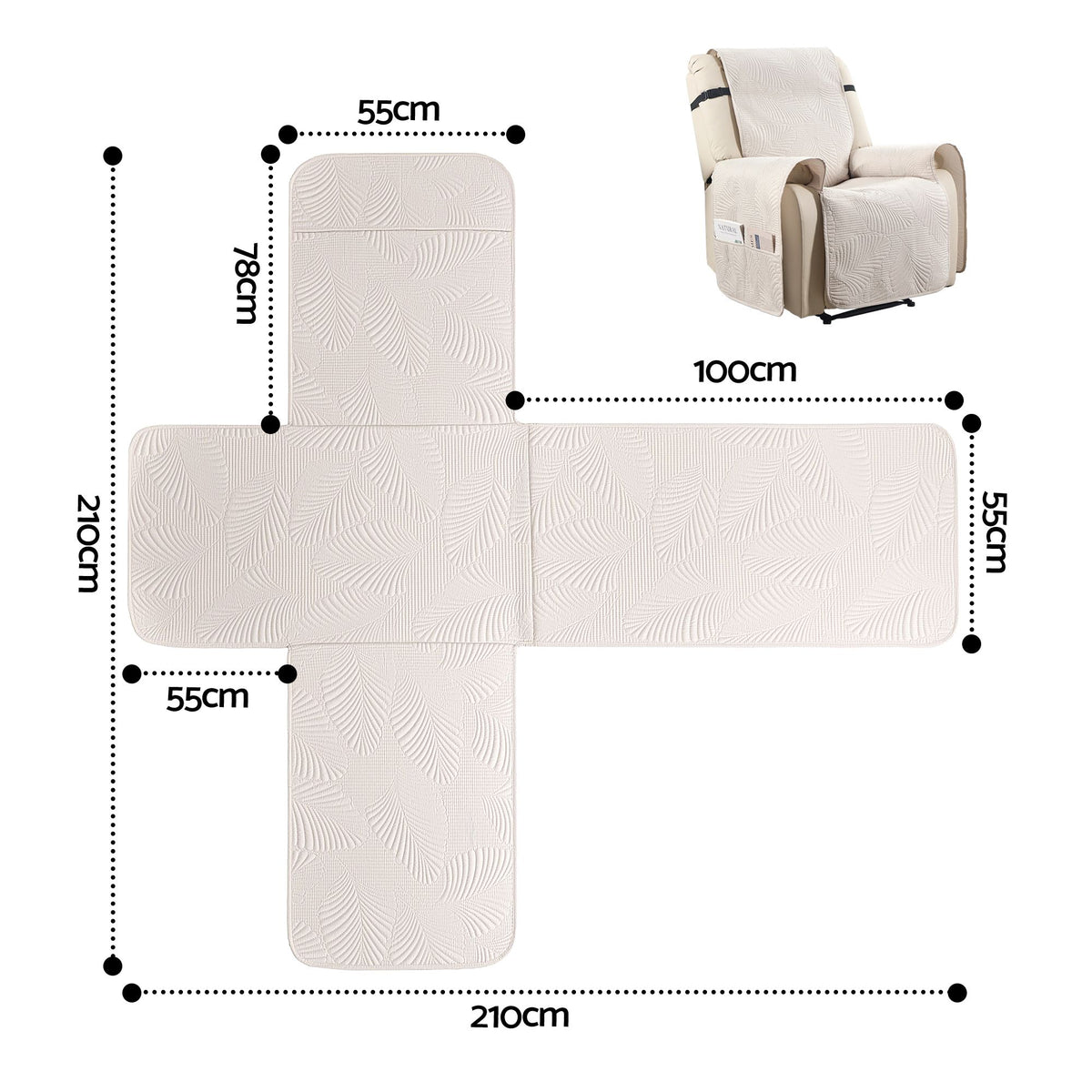 Artiss Quilted Recliner Chair Covers Water Repellent Recliner Slipcovers