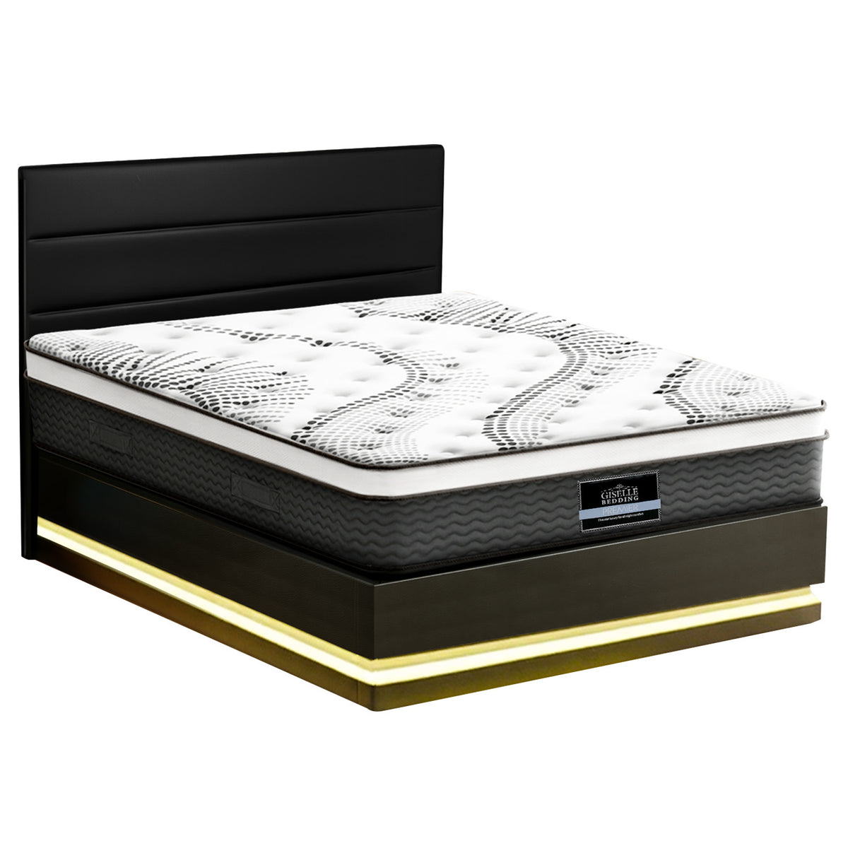Artiss RGB LED Queen Bed Frame with 32cm Giselle Mattress Set