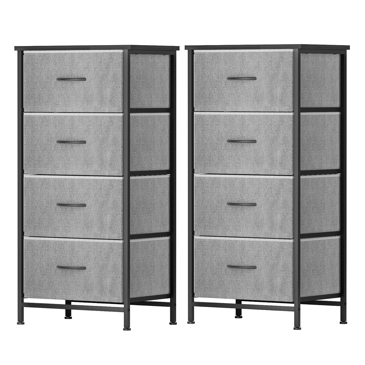 Artiss Set of 2 Chest of 4 Drawers Storage Dresser Tallboy Grey