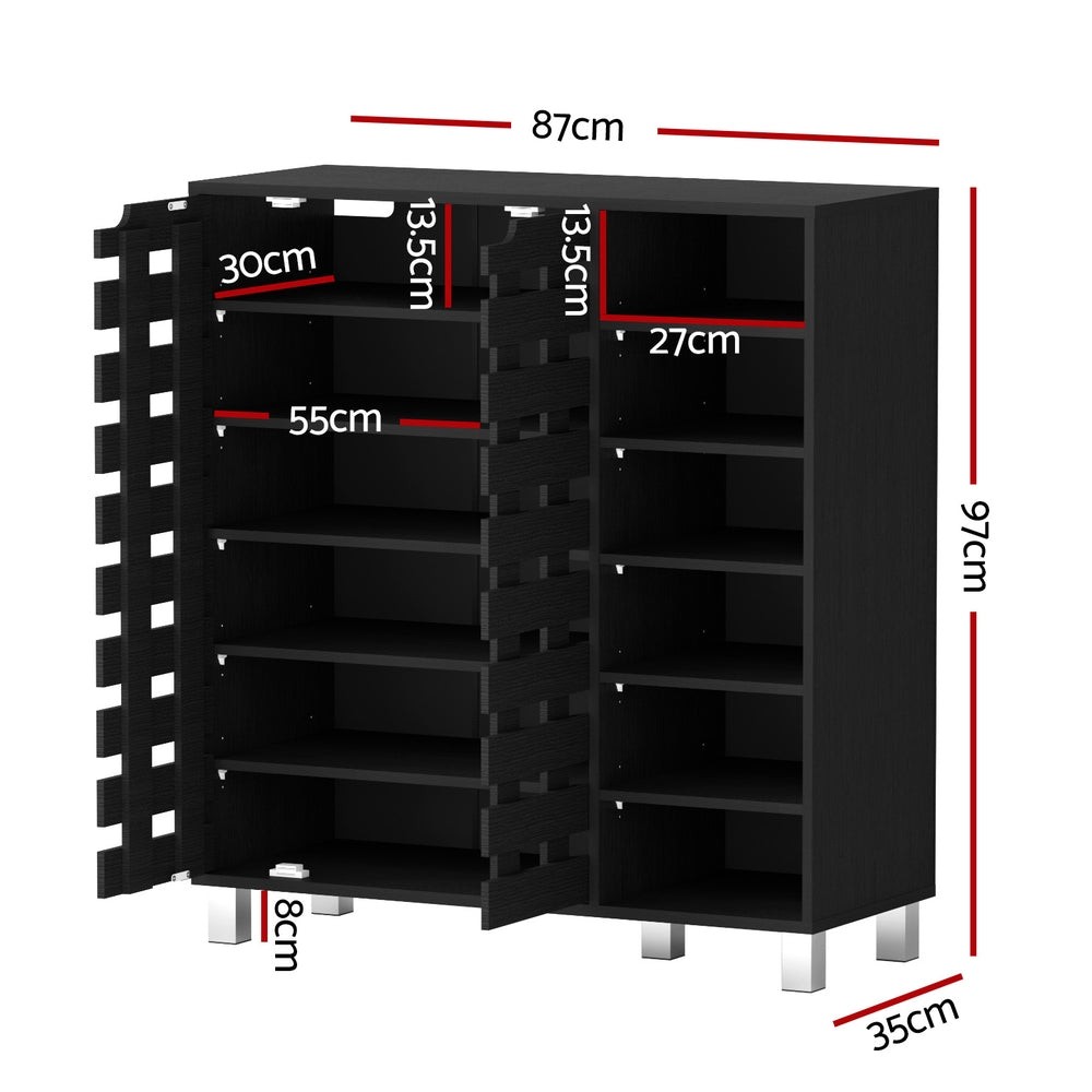 Artiss Shoe Rack Cabinet 6 Tier Storage Shelf Black