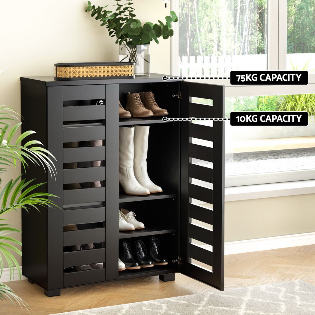 Artiss Shoe Rack Storage Cabinet 20 Pairs 5-tier Black Alster