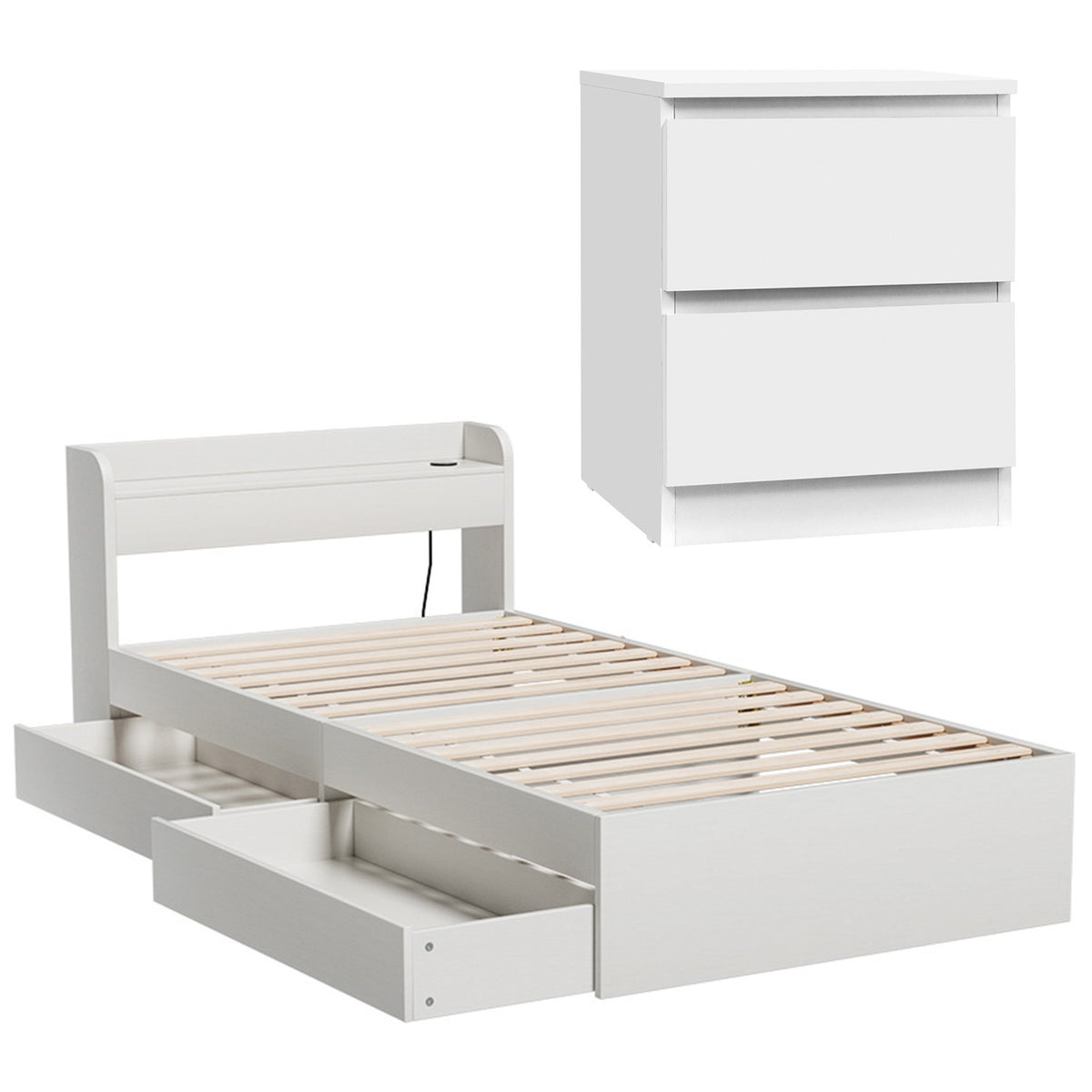 Artiss Single Bed Frame and Bedside Table