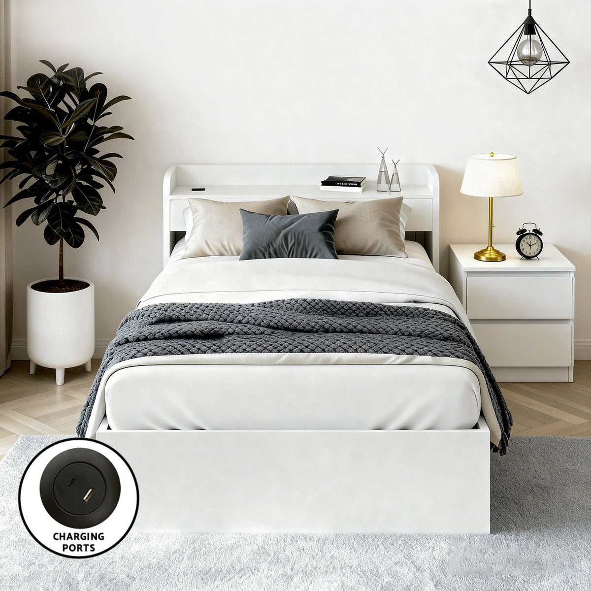 Artiss Single Bed Frame and Bedside Table